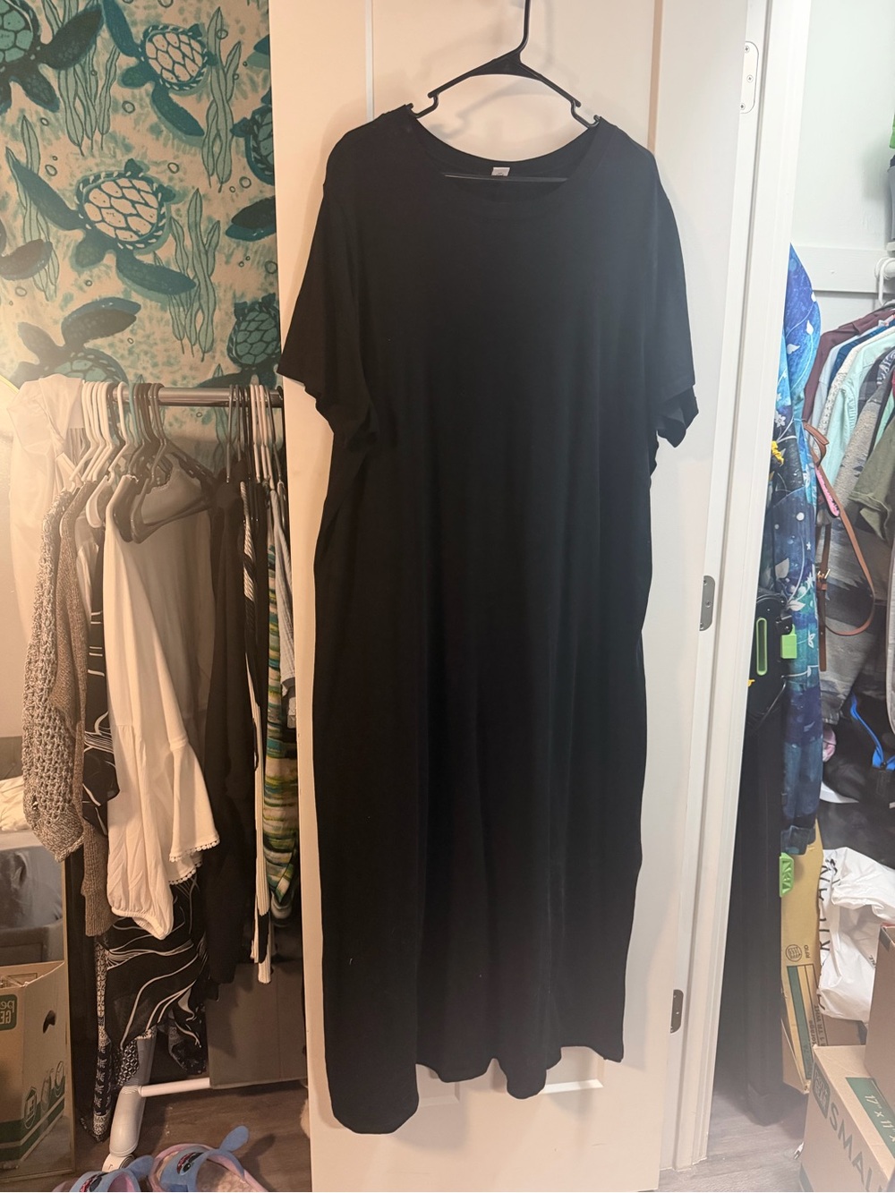 Old Navy Black Long Maxi Shirt Dress